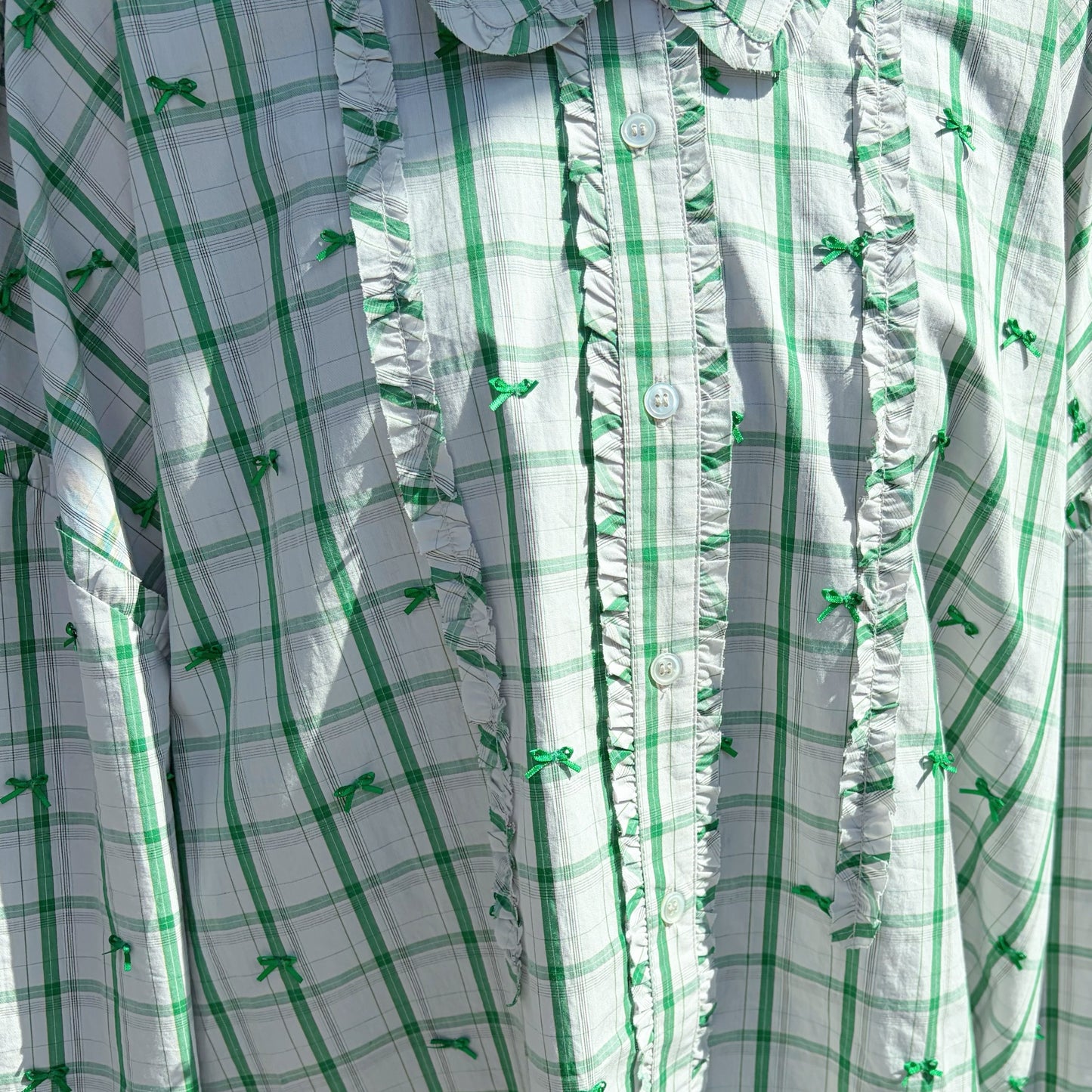 MINI FRILL RIBBON BLOUSE / GREEN / ミニフリルリボンブラウス