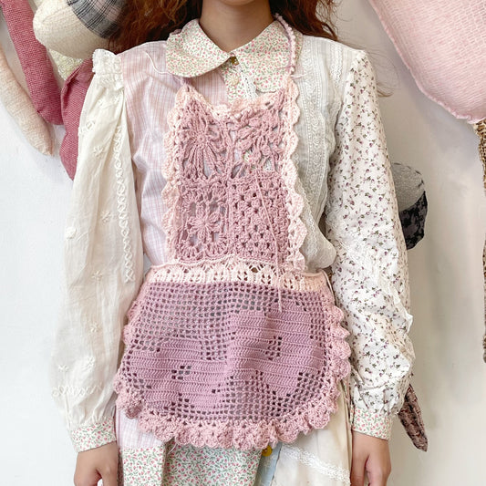 crochet apron / Pink / クロシェエプロン