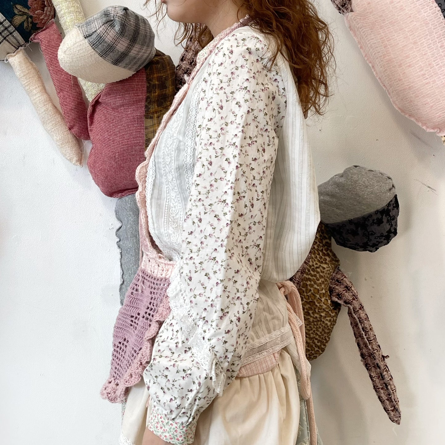 crochet apron / Pink / クロシェエプロン