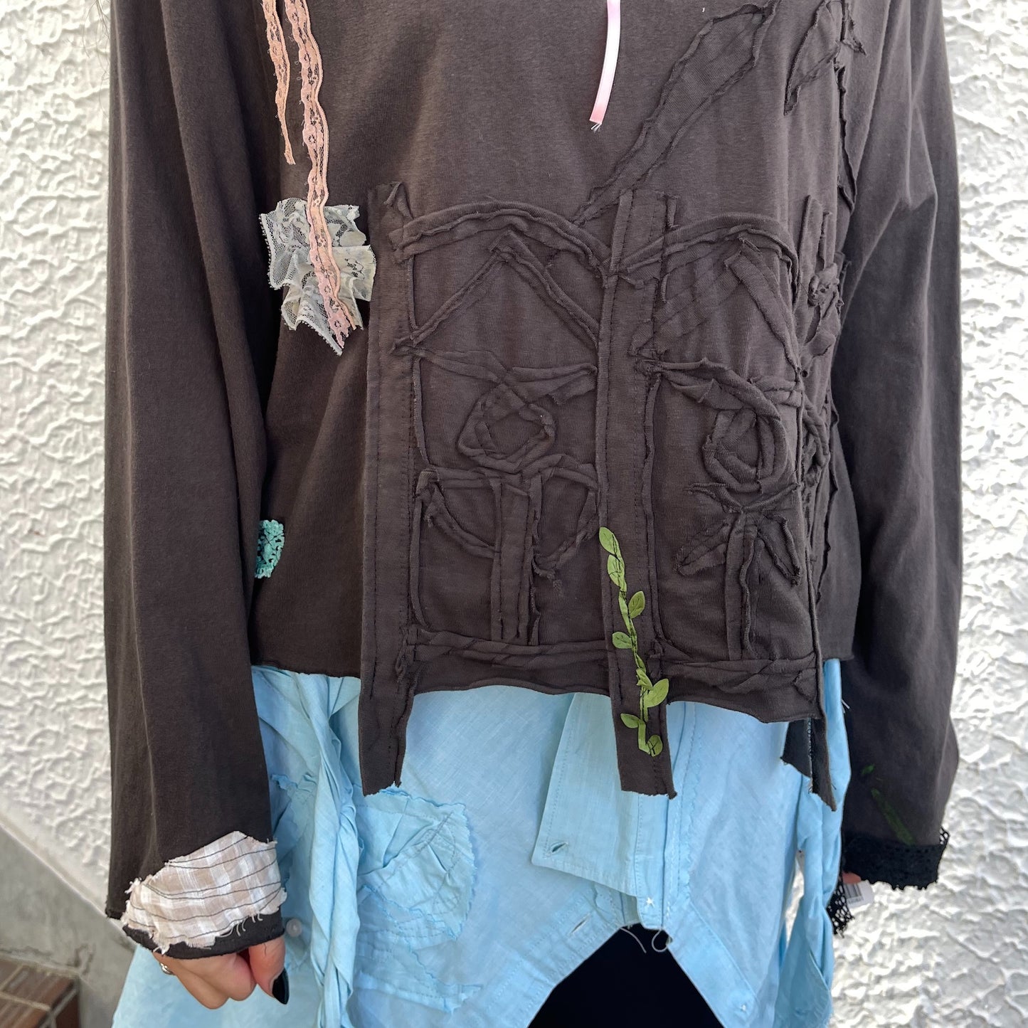 trust teji x TONII MONDO collabolation ★ Flower Long sleeve tee / Black / ロングスリーブTシャツ