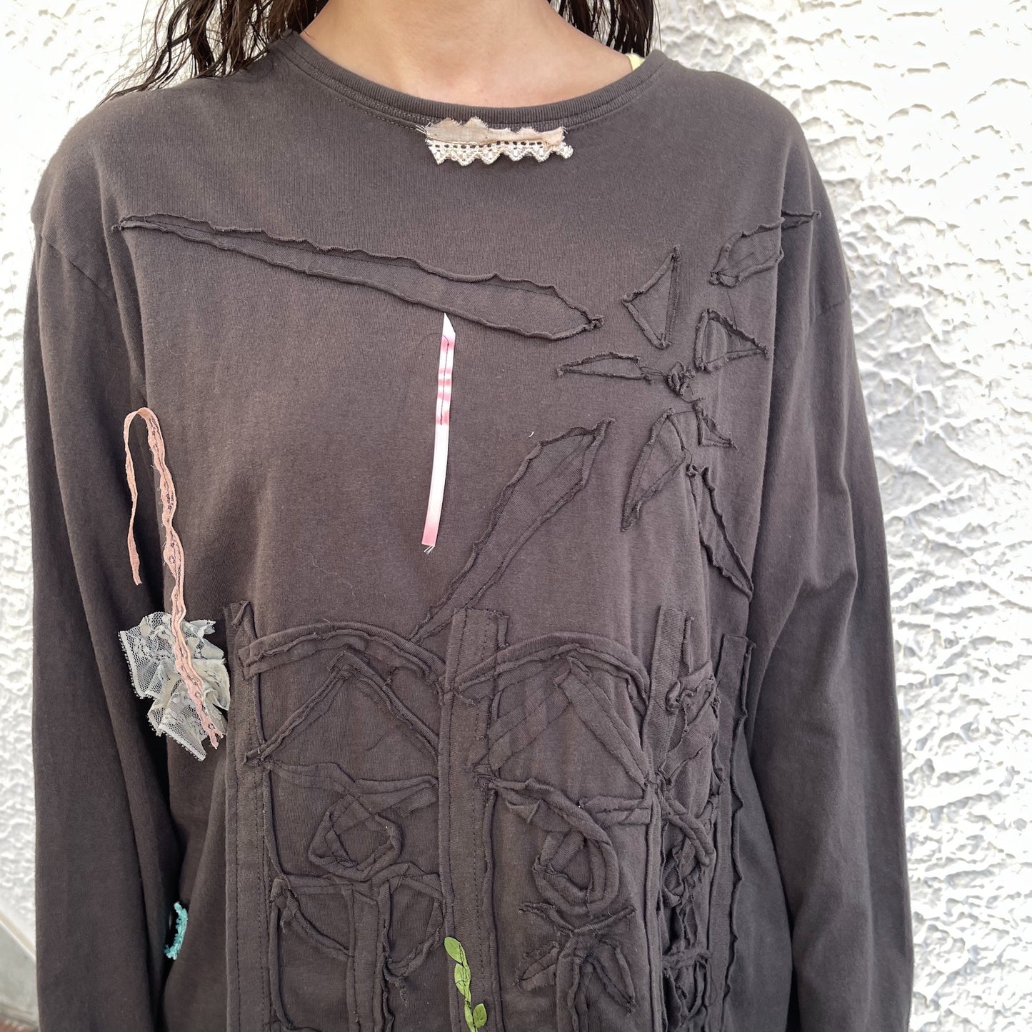 trust teji x TONII MONDO collabolation ★ Flower Long sleeve tee / Black / ロングスリーブTシャツ