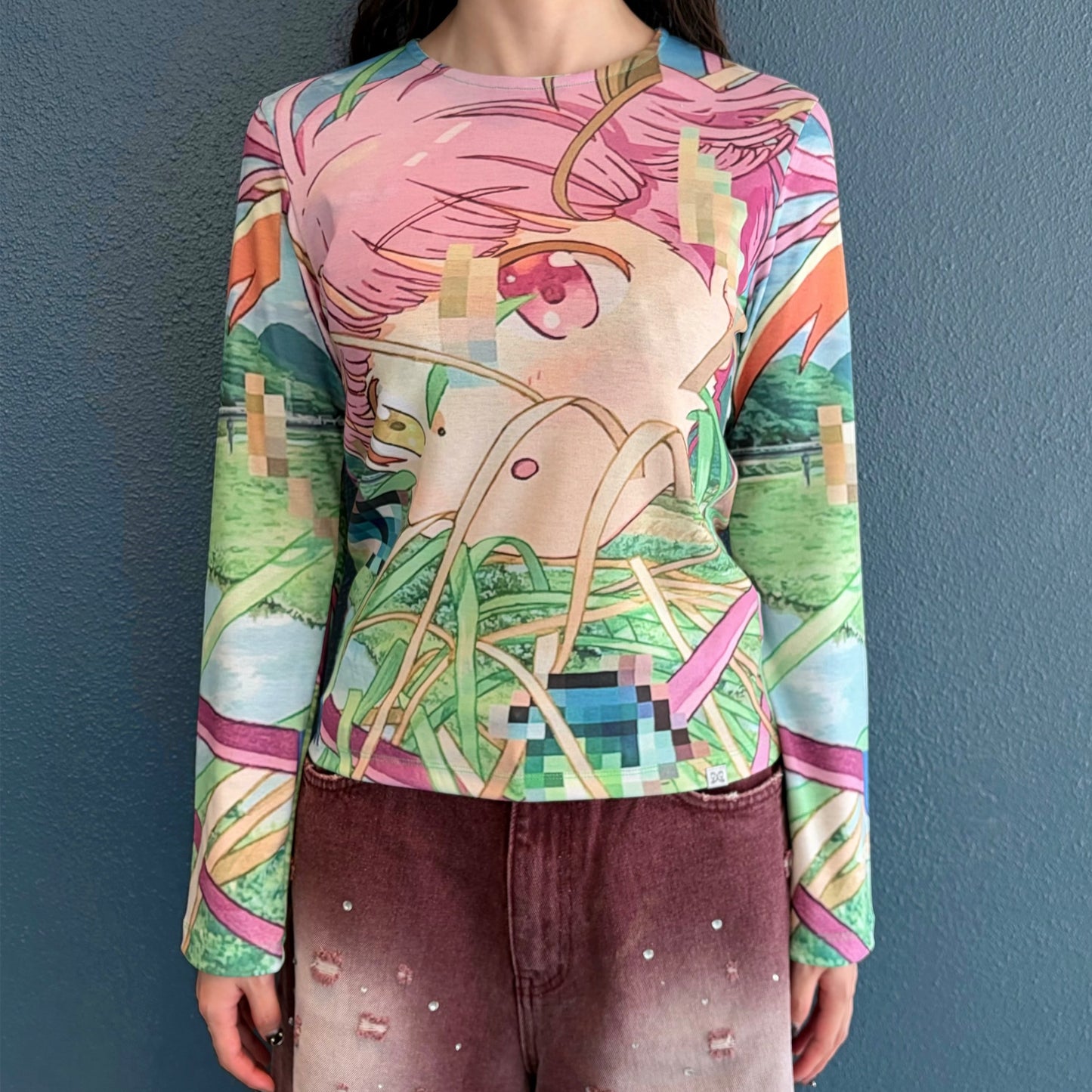 HIROMI X TSW Slim Top / Pink / グラフィックプリントトップ