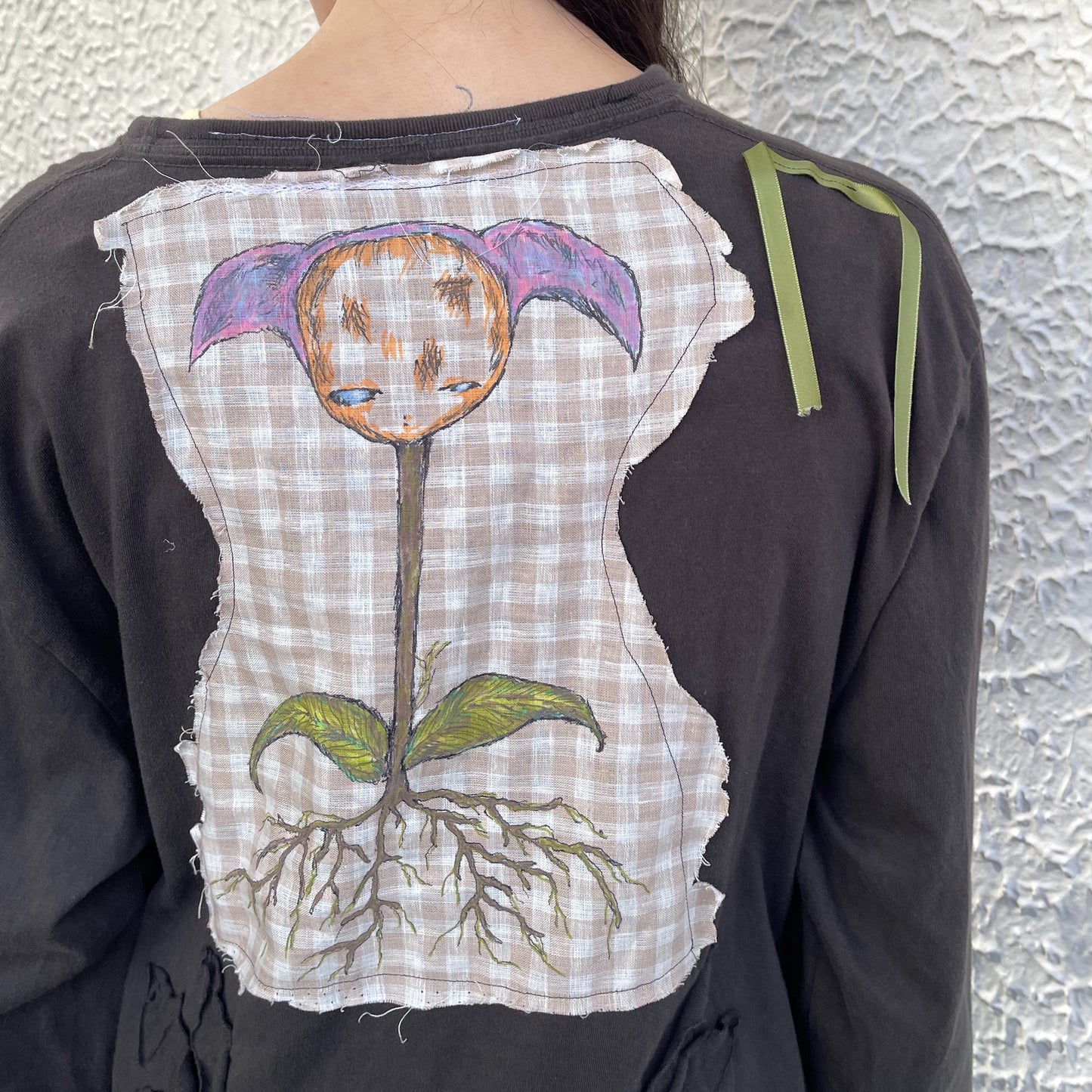 trust teji x TONII MONDO collabolation ★ Flower Long sleeve tee / Black / ロングスリーブTシャツ