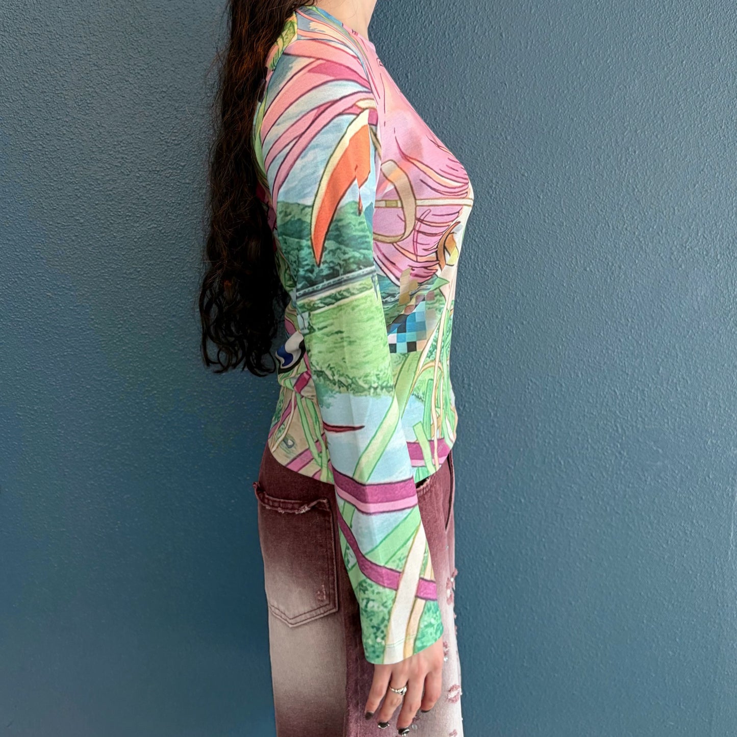 HIROMI X TSW Slim Top / Pink / グラフィックプリントトップ