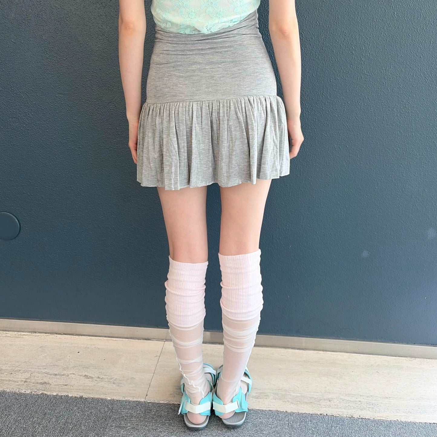 [fe.3] yuzu skirt / melange grey / シャーリングスカート