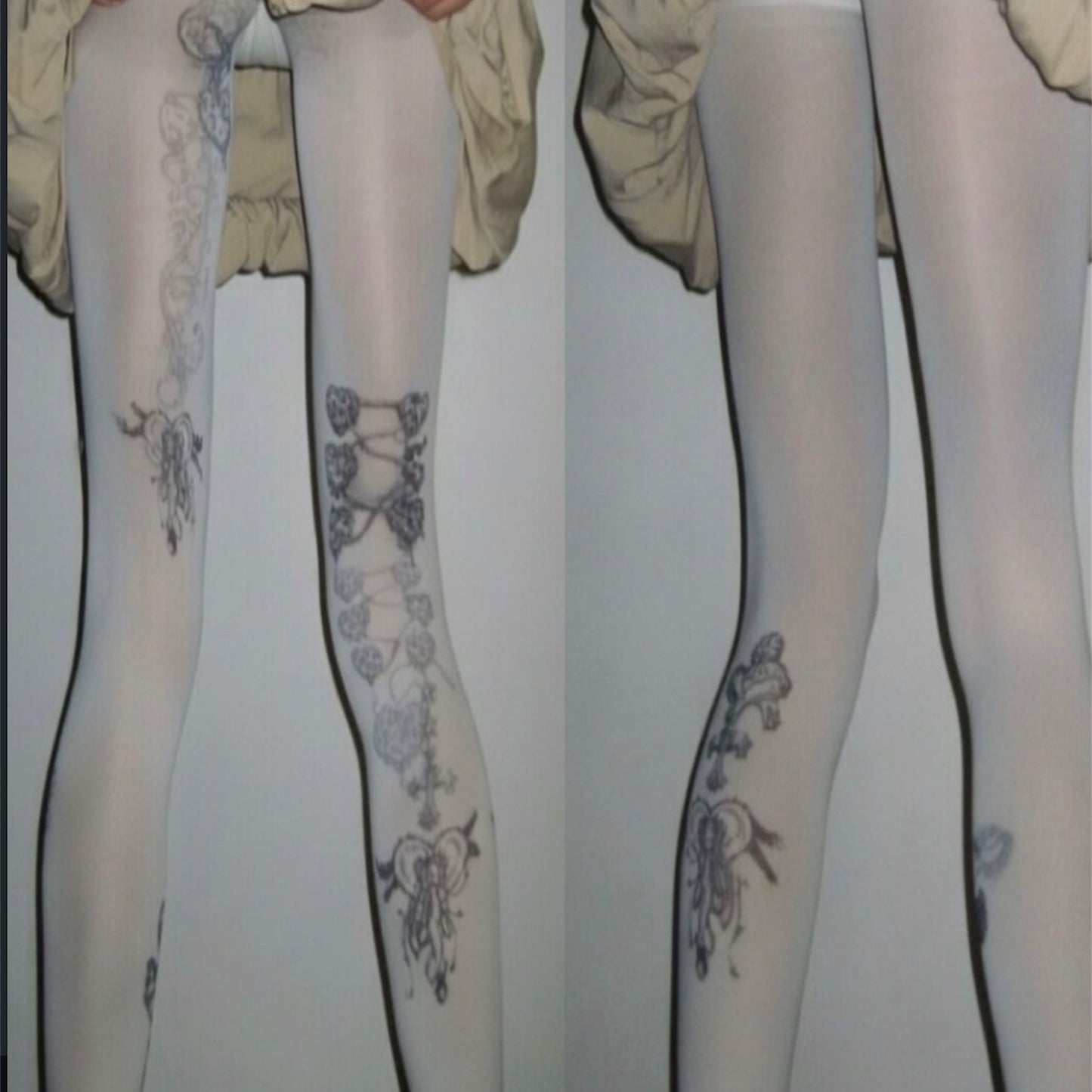 Charm Tights / White / グラフィックプリントタイツ