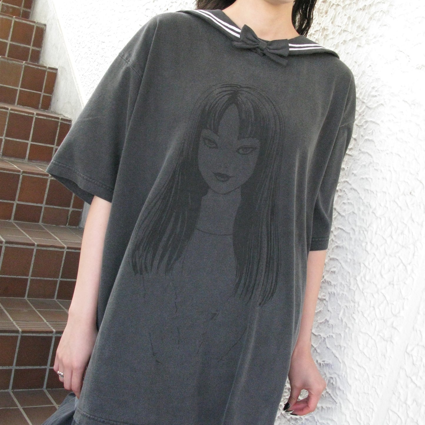 TOMIE WASHED PRINT SAILOR T-SHIRT / BLACK / 伊藤潤二『富江』コラボレーション