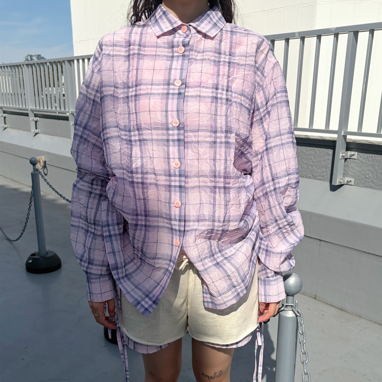 CREASED SHIRT / CRUSHED PINK / シワ加工シャツ