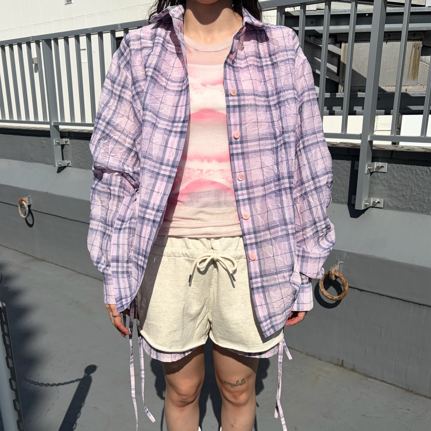 CREASED SHIRT / CRUSHED PINK / シワ加工シャツ