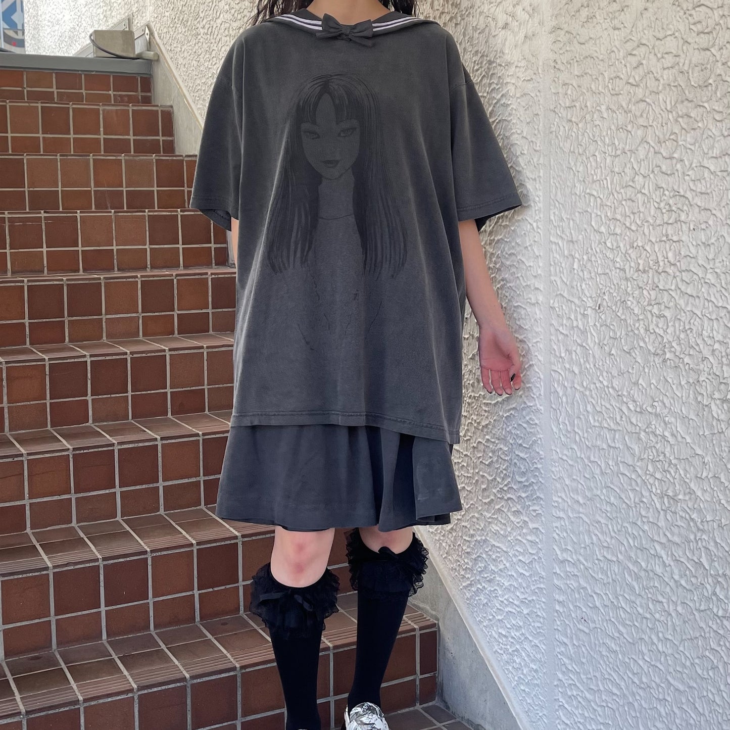 TOMIE WASHED PRINT SAILOR T-SHIRT / BLACK / 伊藤潤二『富江』コラボレーション