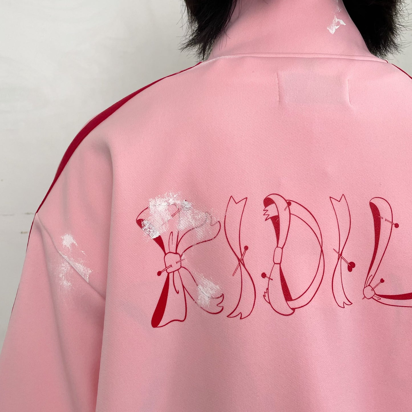 CYBER PUNK TRACK TOP STAIN PROCESSED / PINK /トラックジャケット / 田中かえコラボレーション