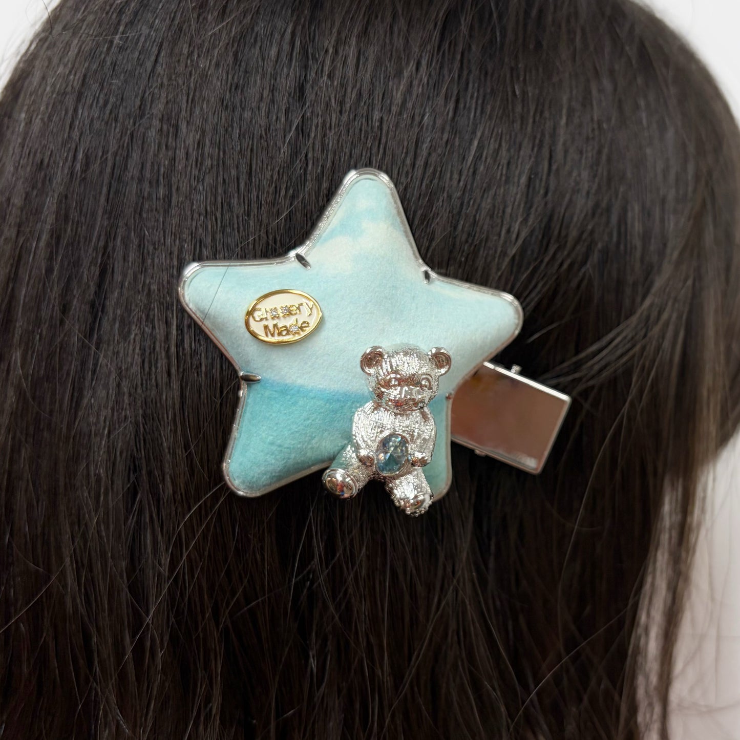 Puppet Print Series -hairclip / blue sea / プリントヘアクリップ