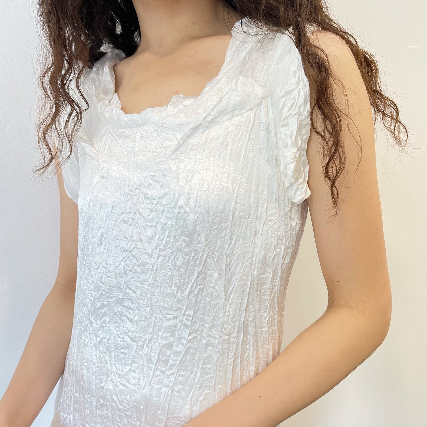 collapsed dress / white / ウォッシュ加工ドレス