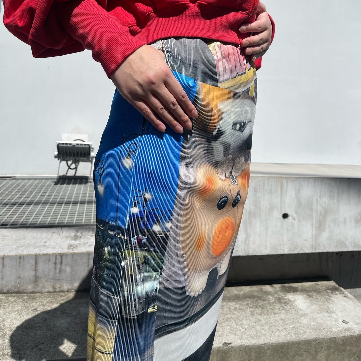 【SHEEP別注】PRINT RIB TIGHT SKIRT / PIG / プリントリブタイトスカート