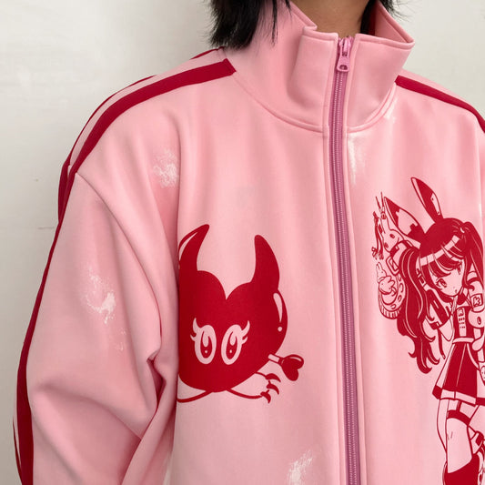 CYBER PUNK TRACK TOP STAIN PROCESSED / PINK /トラックジャケット / 田中かえコラボレーション