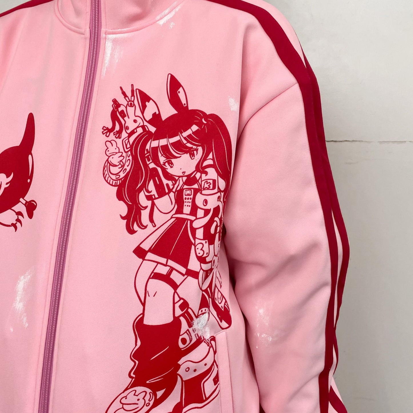 CYBER PUNK TRACK TOP STAIN PROCESSED / PINK /トラックジャケット / 田中かえコラボレーション