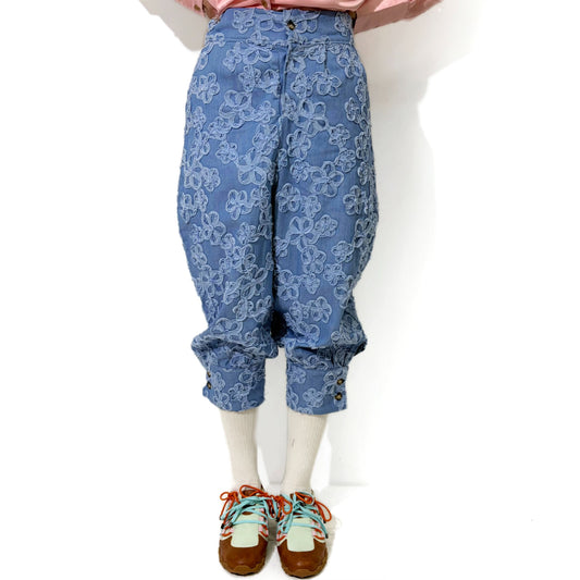 Flower denim trousers / Blue / レースフラワーデニムパンツ