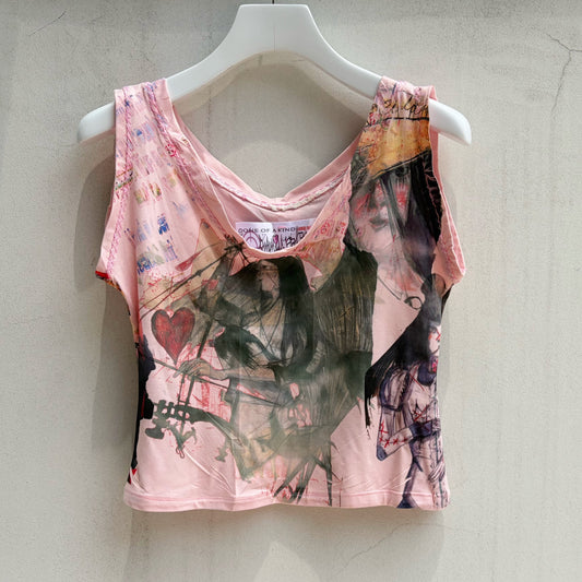 Pink strappy tank / pink / プリントタンクトップ