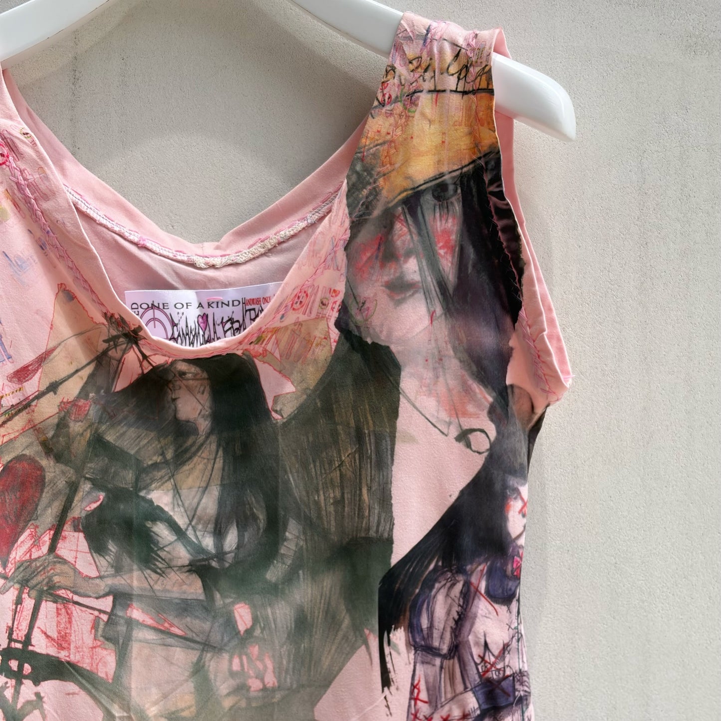 Pink strappy tank / pink / プリントタンクトップ
