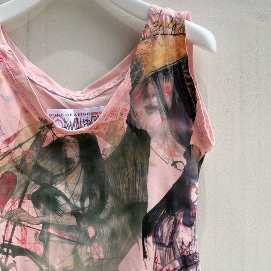 Pink strappy tank / pink / プリントタンクトップ