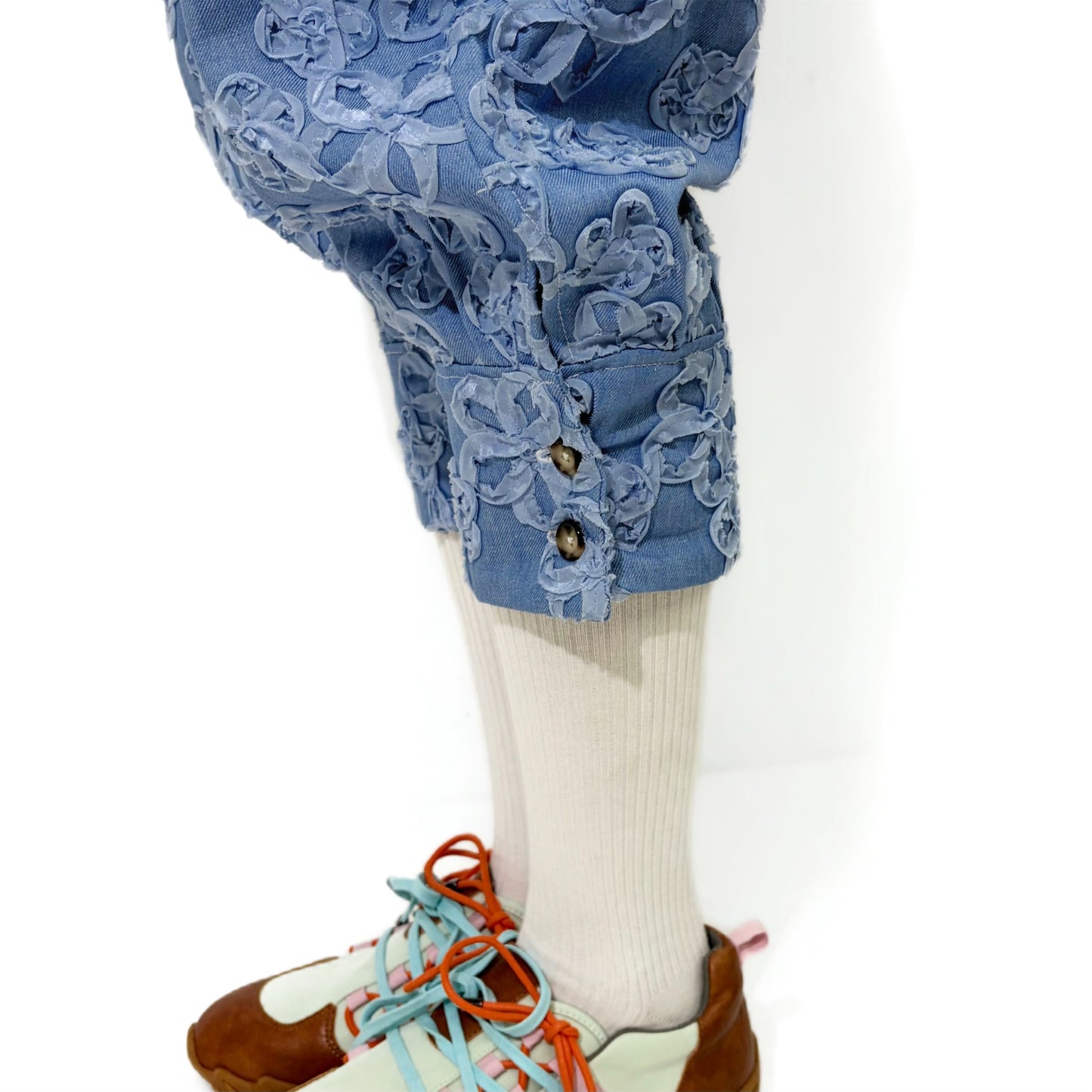 Flower denim trousers / Blue / レースフラワーデニムパンツ