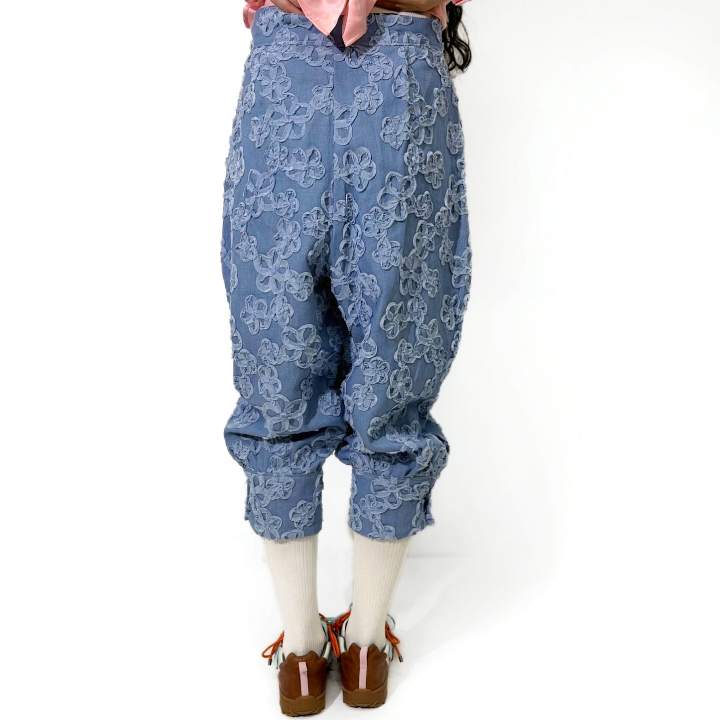 Flower denim trousers / Blue / レースフラワーデニムパンツ