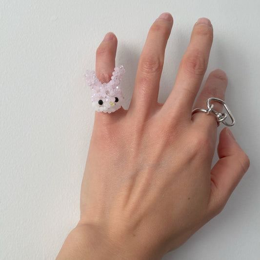 Rabbit Beads Ring / Baby Pink / うさぎのビーズリング