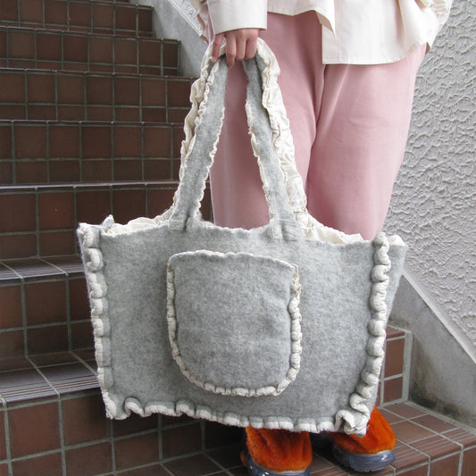 fulling bag / gray / 縮絨トートバッグ