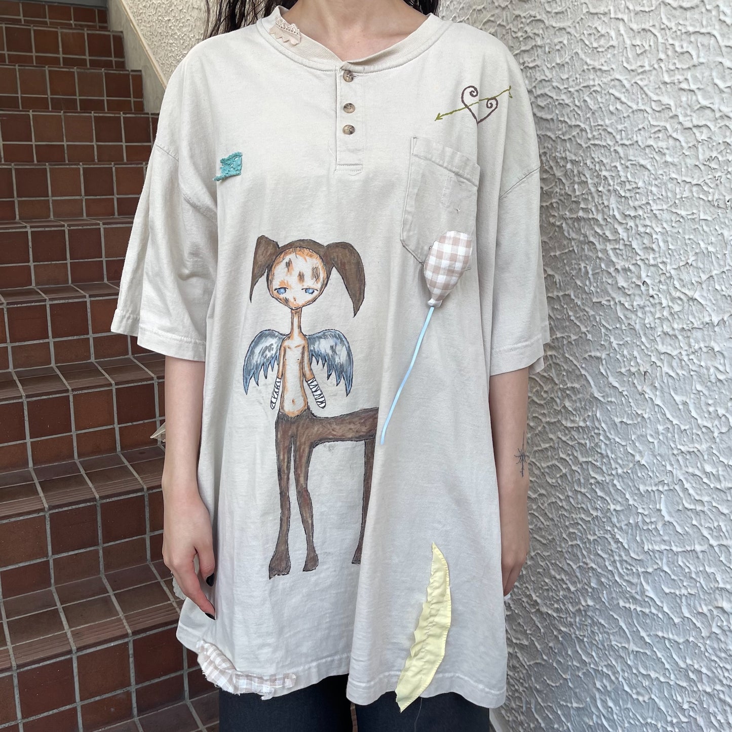 【trust teji 】Short sleeve tee dress+ / Beige / ショートスリーブTシャツ