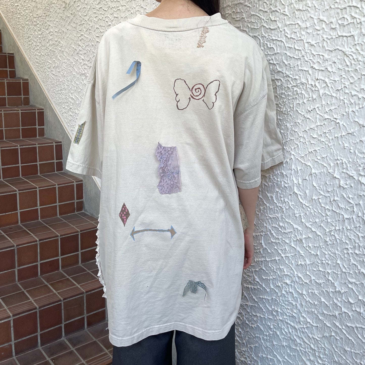 【trust teji 】Short sleeve tee dress+ / Beige / ショートスリーブTシャツ