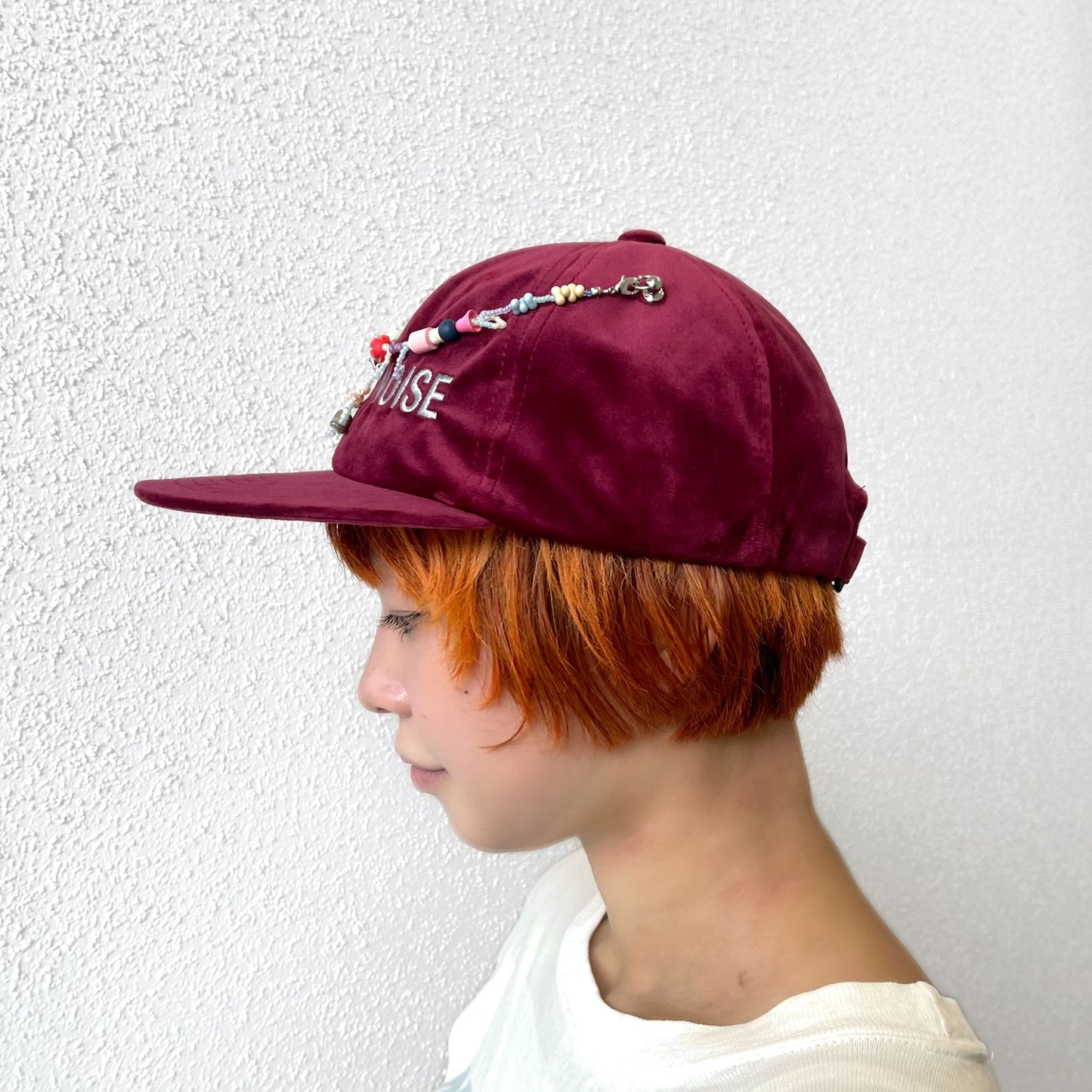 【SHEEP LIMITED】SINE WAVE / HARSH NOISE BEADED CAP FOR SHEEP / RED / ビーズベロアキャップ