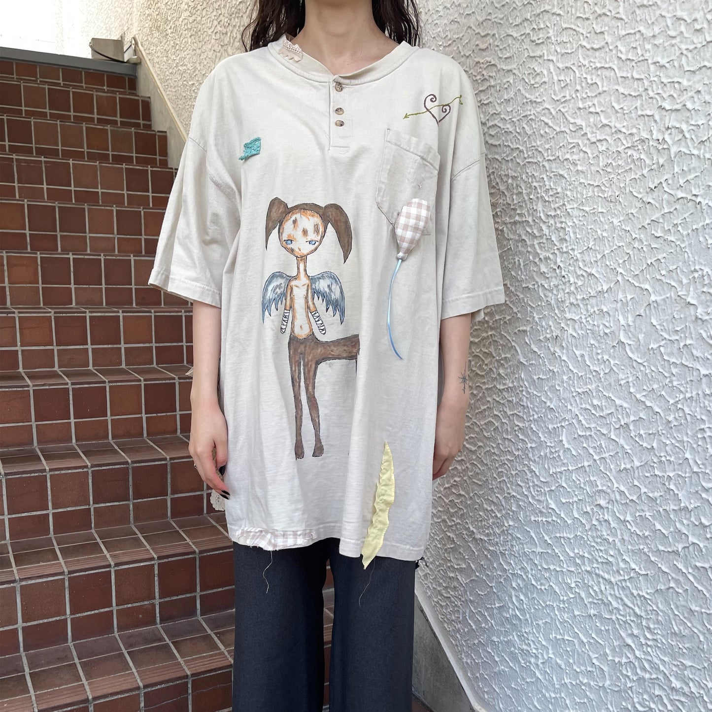 【trust teji 】Short sleeve tee dress+ / Beige / ショートスリーブTシャツ