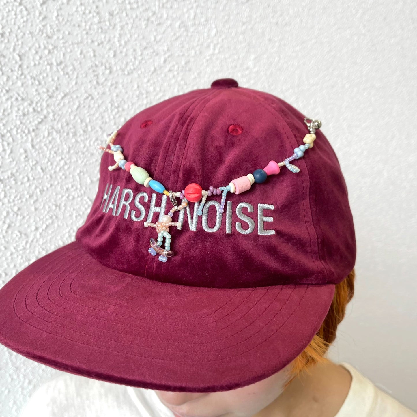 【SHEEP LIMITED】SINE WAVE / HARSH NOISE BEADED CAP FOR SHEEP / RED / ビーズベロアキャップ
