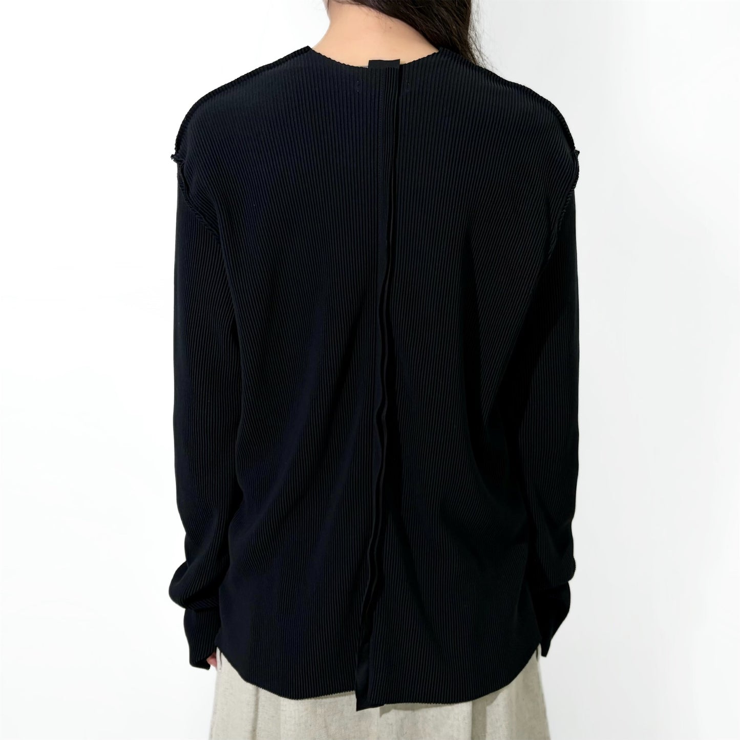 CRISP SNAP CARDIGAN TALL / BLACK / プリーツカーディガン