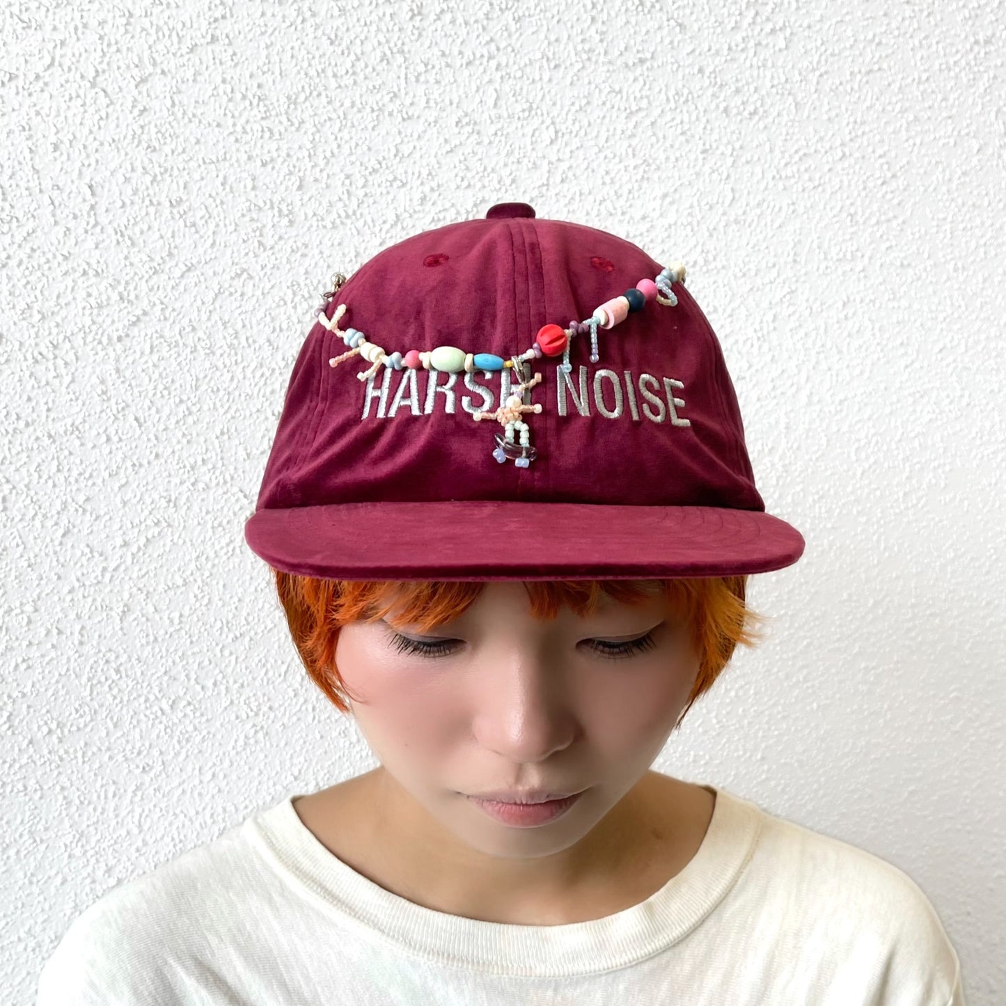 【SHEEP LIMITED】SINE WAVE / HARSH NOISE BEADED CAP FOR SHEEP / RED / ビーズベロアキャップ
