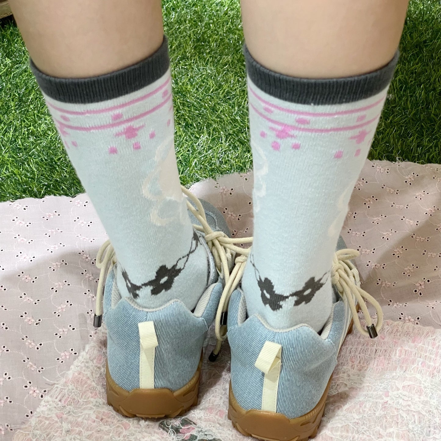 heart socks / sky blue / ハートソックス