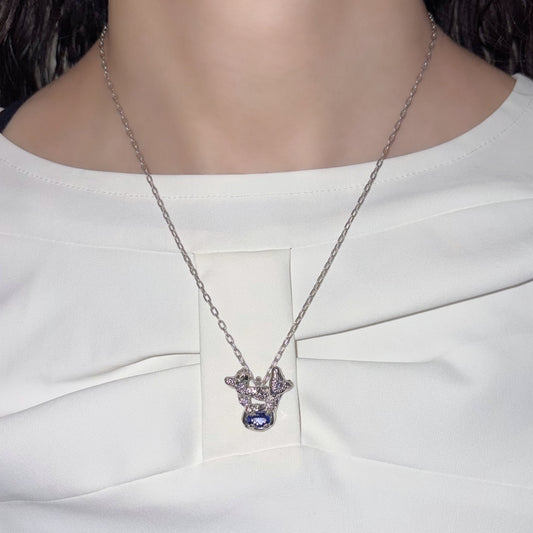 double heart necklace / zirconia × tanzanite / ダブルハートネックレス