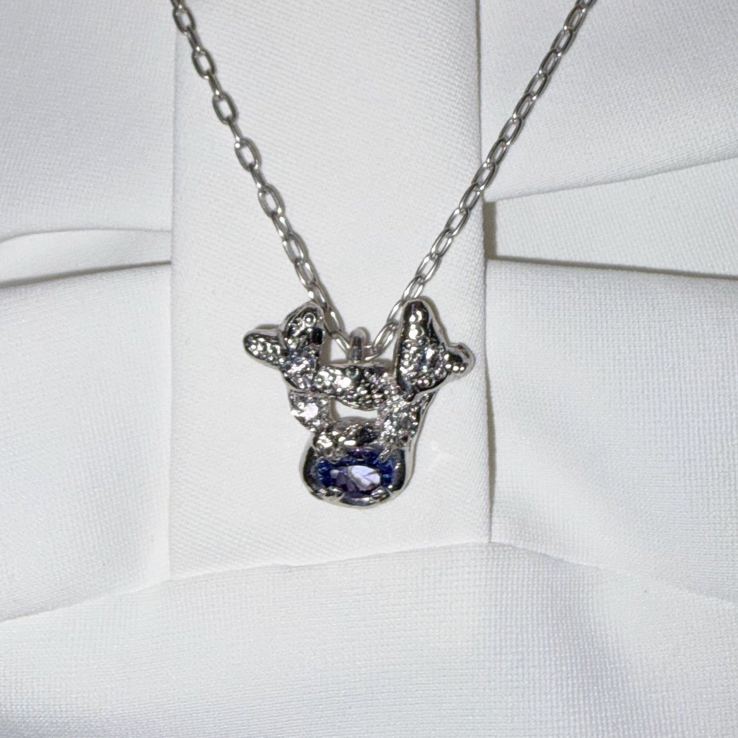 double heart necklace / zirconia × tanzanite / ダブルハートネックレス