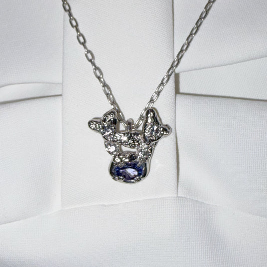 double heart necklace / zirconia × tanzanite / ダブルハートネックレス