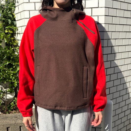 WORN HOME HOODIE / BROWNxRED / フリースパーカ