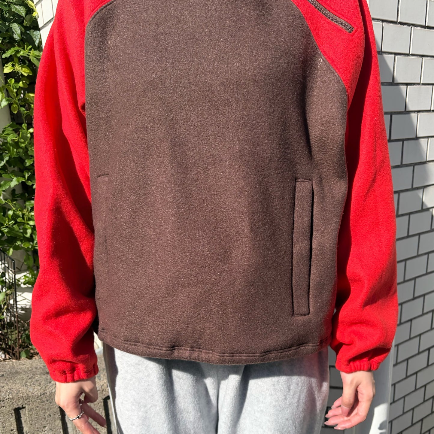 WORN HOME HOODIE / BROWNxRED / フリースパーカ