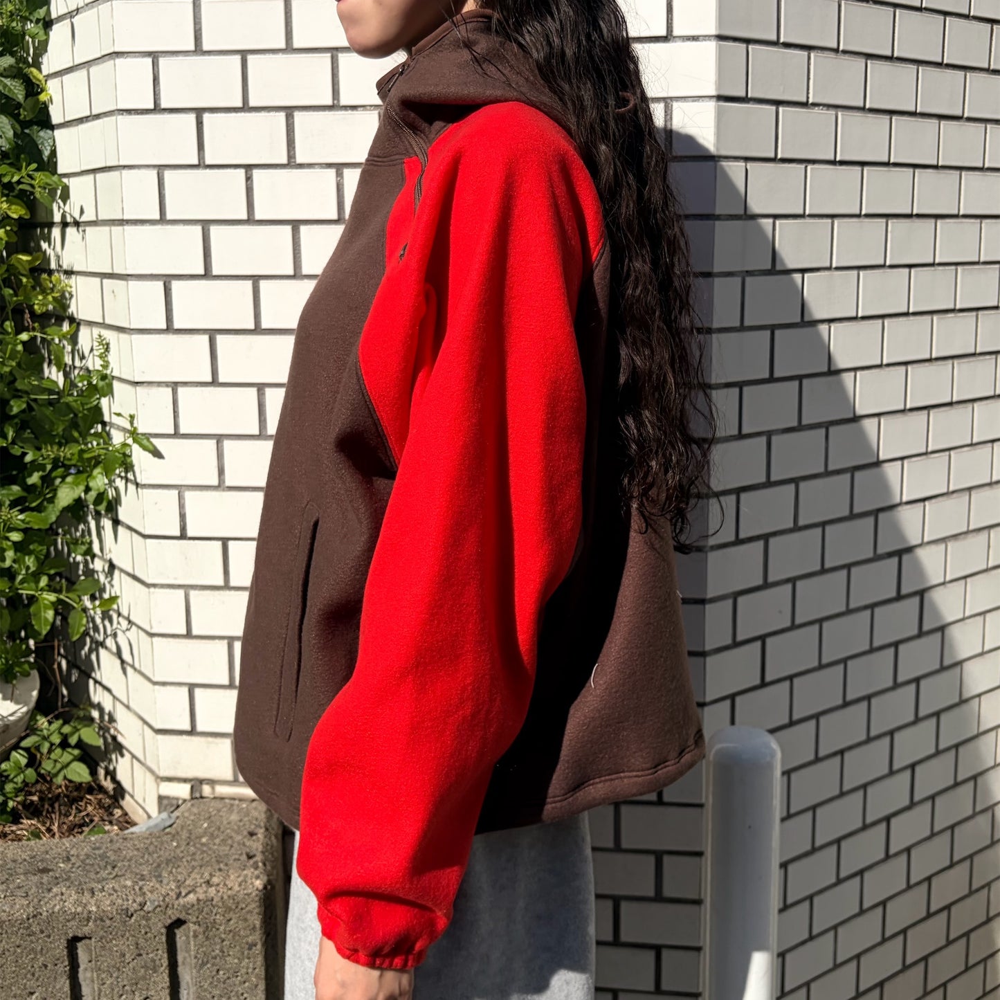 WORN HOME HOODIE / BROWNxRED / フリースパーカ