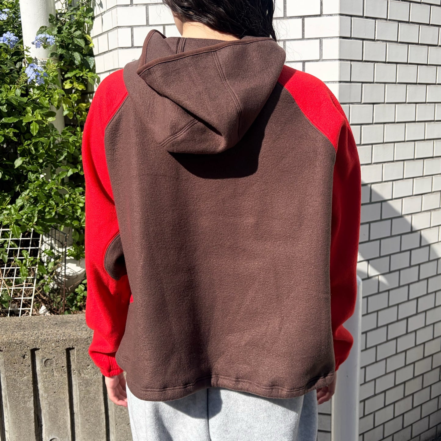 WORN HOME HOODIE / BROWNxRED / フリースパーカ