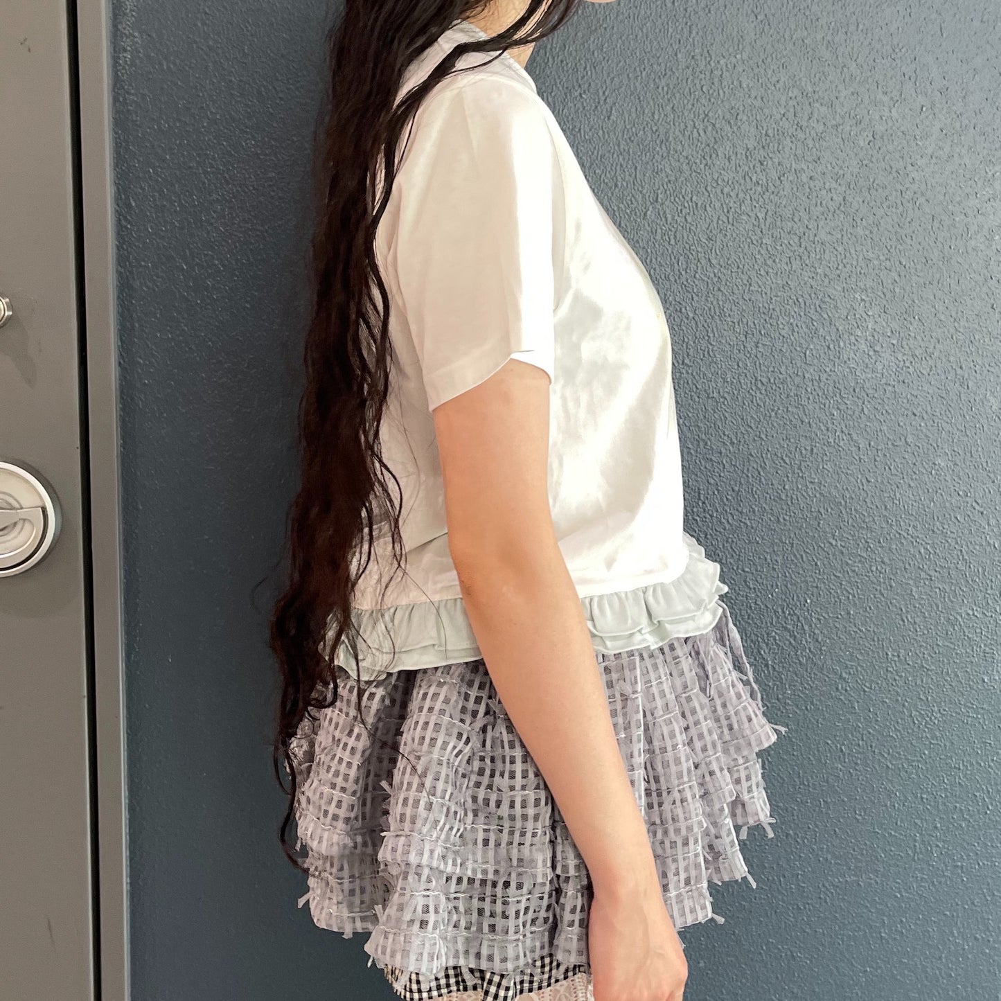 [Jolie laide x plasticpeco]Cosmic bunny cropped t-shirt / White/ コラボレーションTシャツ