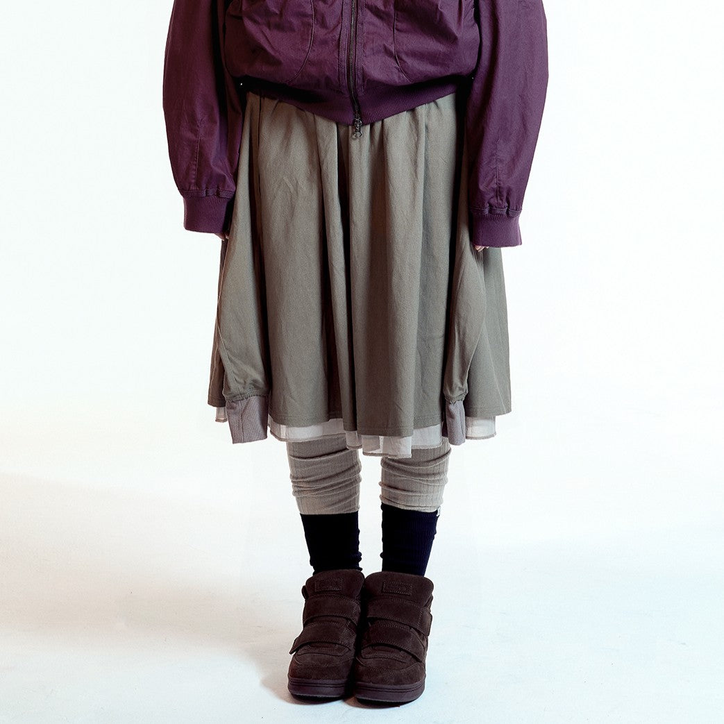 STRAP SHIRRING SKIRT / ASH BROWN / ストラップシャーリングスカート