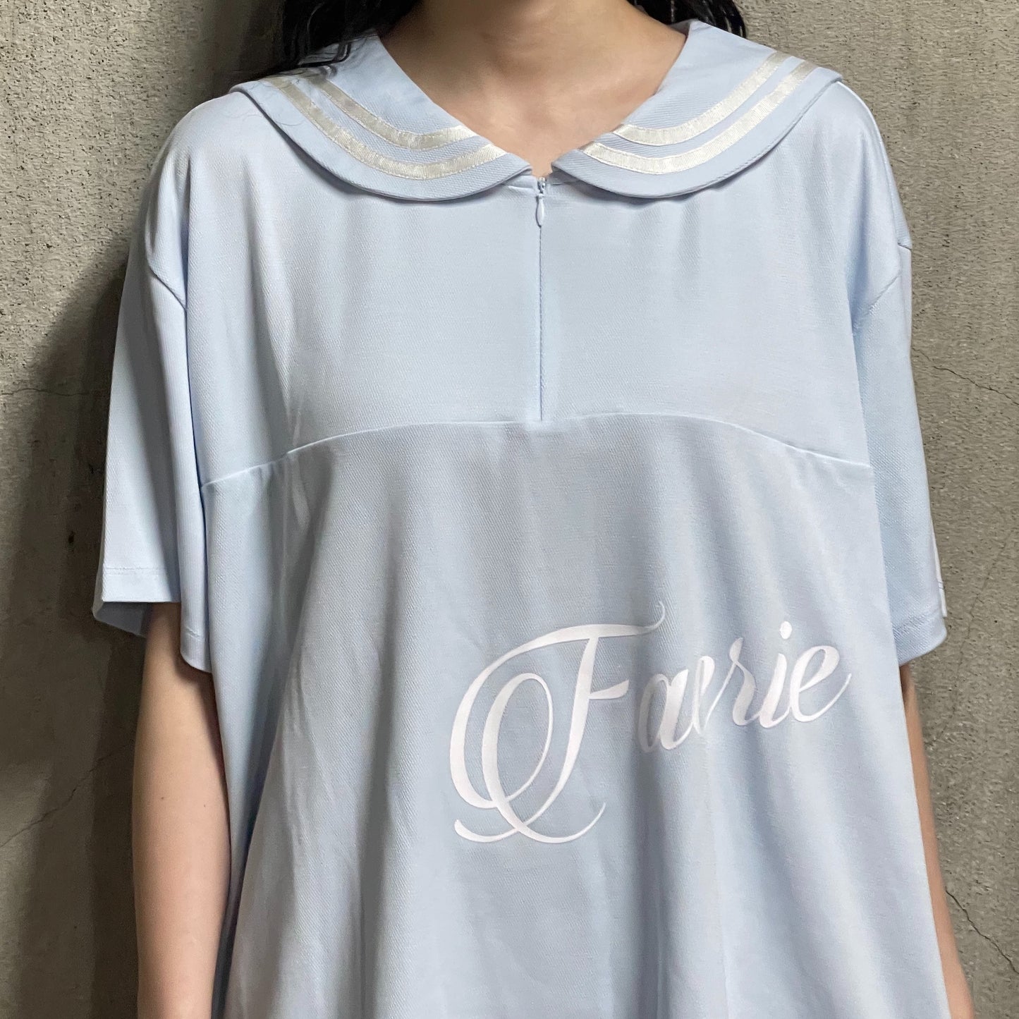 [fa.er.ie] sailor collar mesh loose top / sky blue / セーラーカラーメッシュトップ