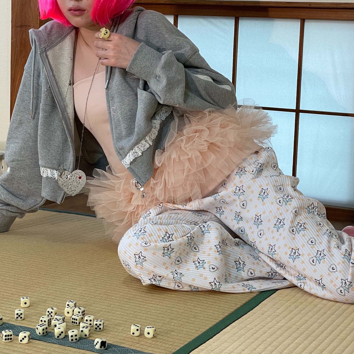 [fa.er.ie] jersey volume tulle skirt / coral / ジャージーボリュームチュールスカート
