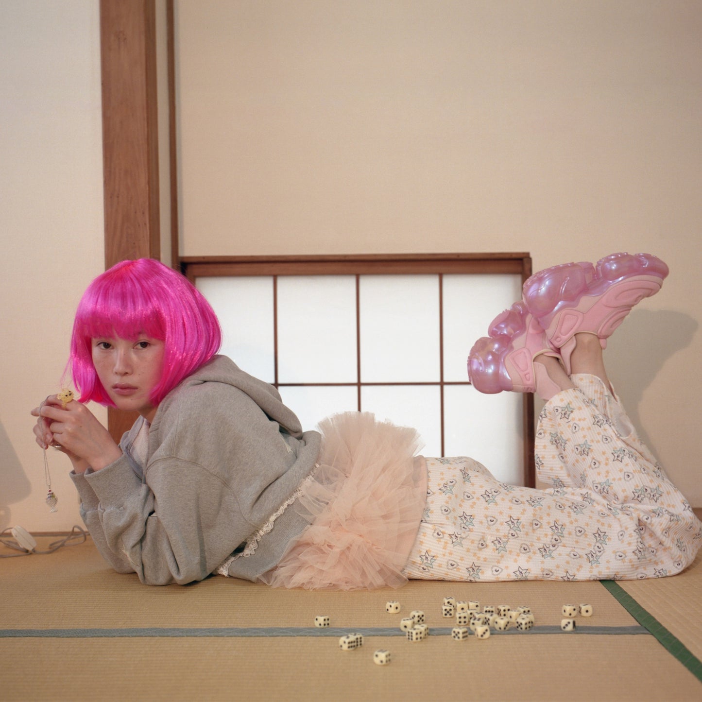 [fa.er.ie] jersey volume tulle skirt / coral / ジャージーボリュームチュールスカート