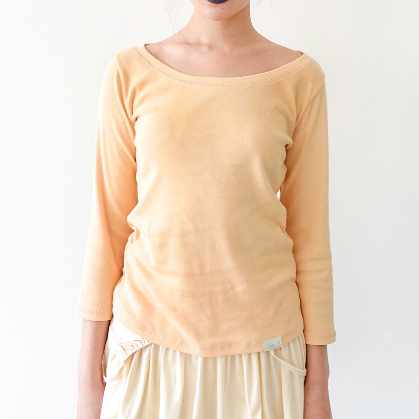 [fe.3] rib mellow top / apricot / リブメロウトップ