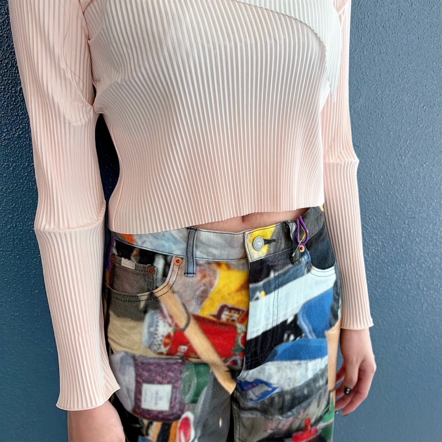 todo TINY WAVE TOP *LONG SLEEVE HIGH NECK GAL / SAKURA / ハイネックプリーツトップ